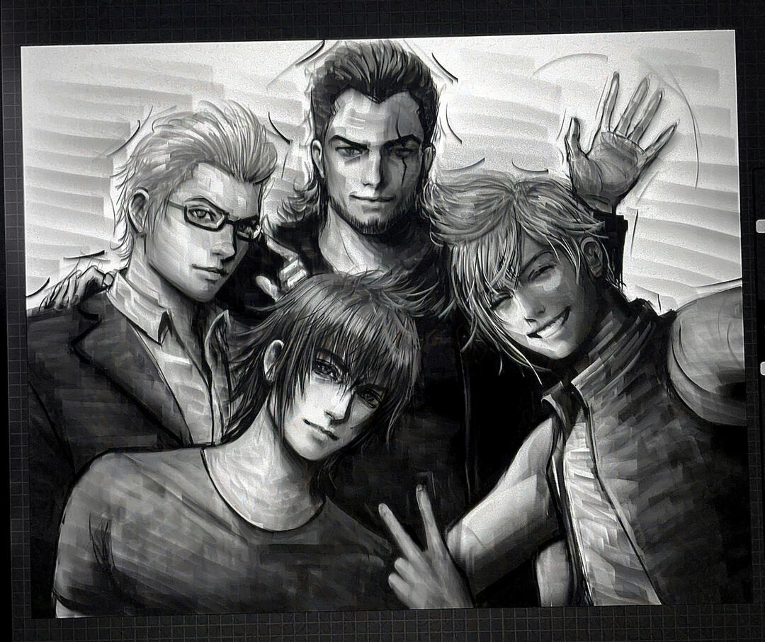 FFXV group selfie doodle