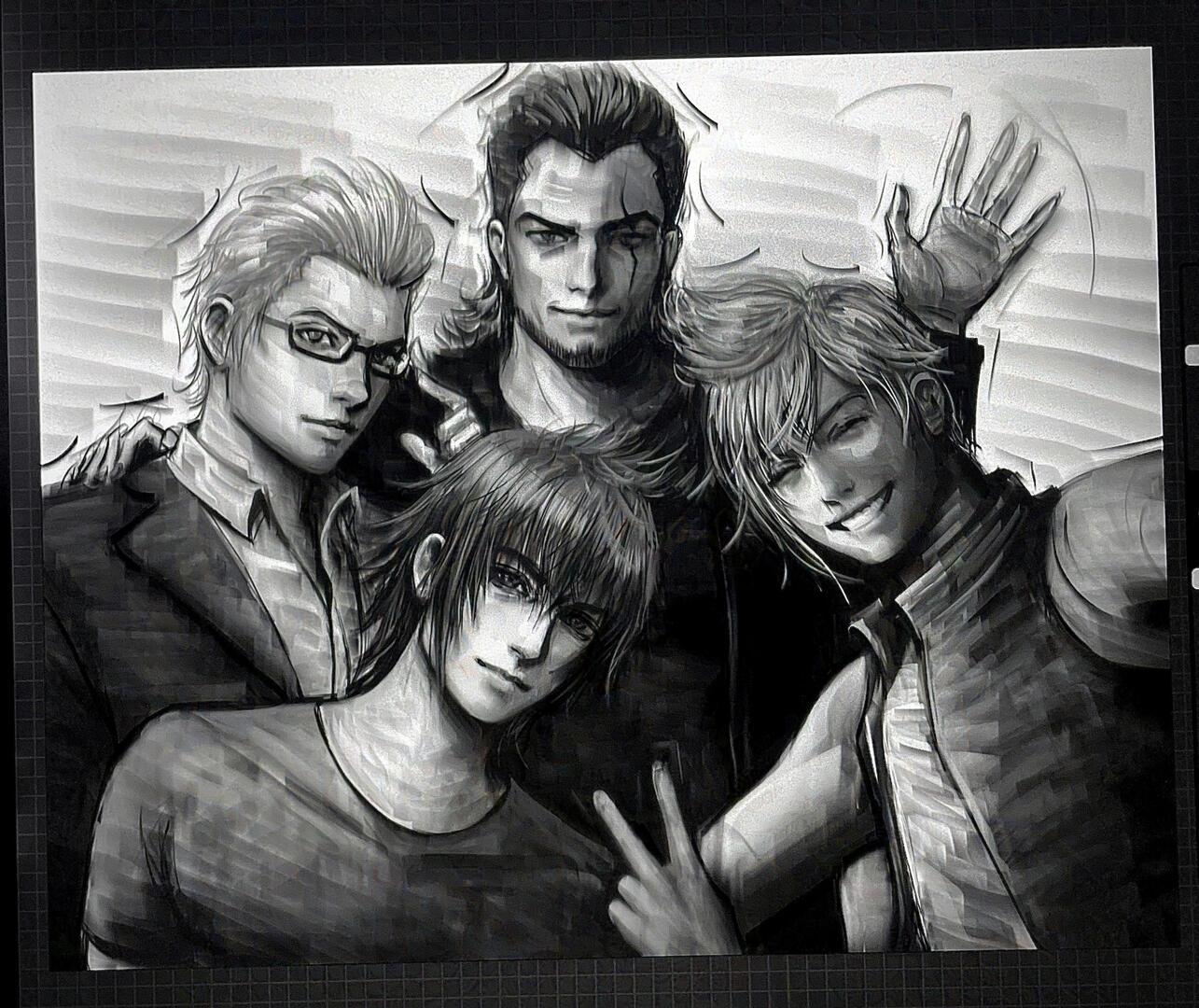 FFXV group selfie doodle